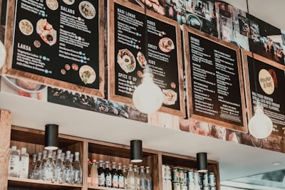 black and brown menu display